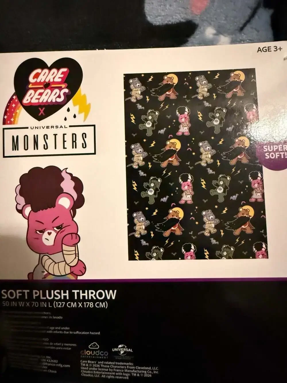 Care Bears x Universal Monsters Soft Plush Throw Blanket 50
